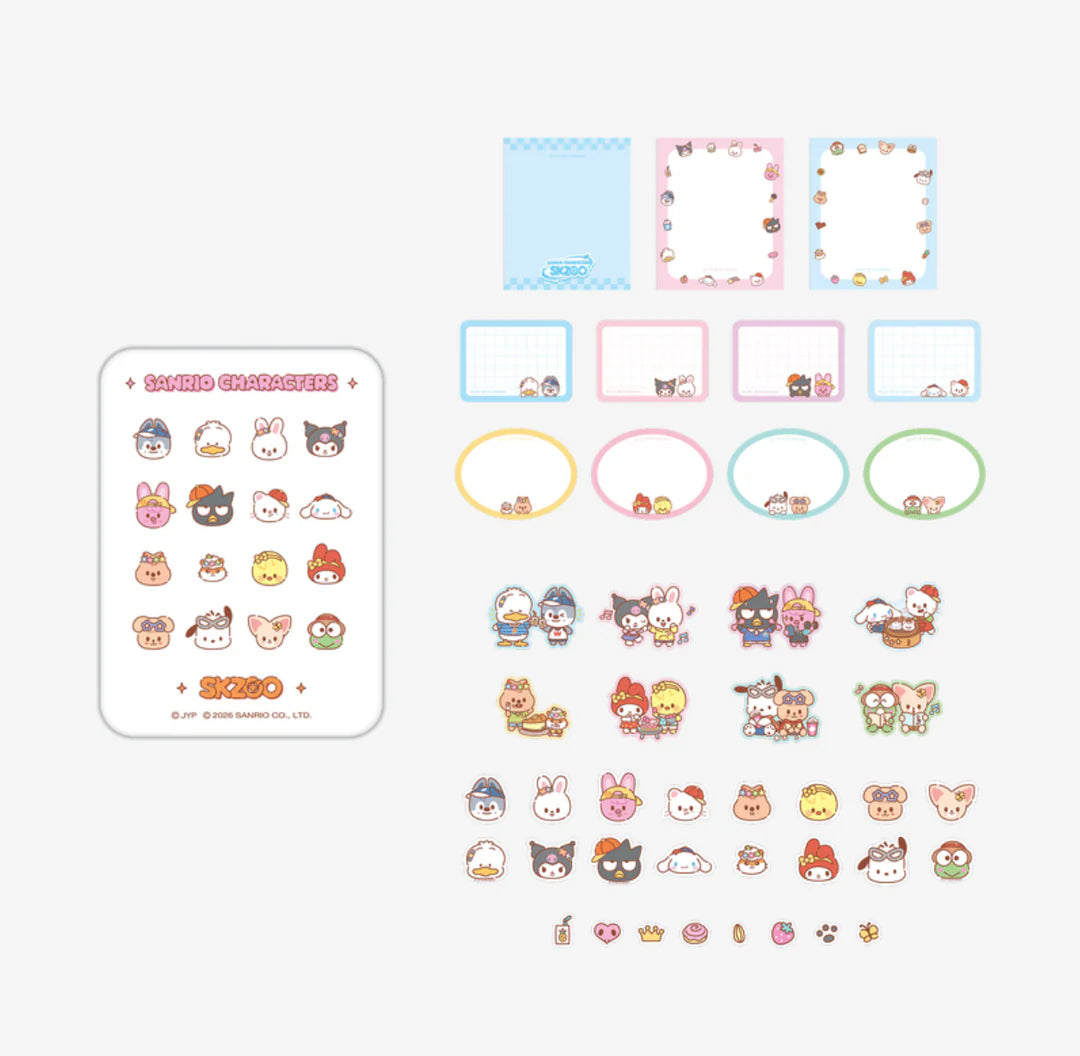 Straykids: Skzoo x Sanrio Characters - Tin Case Sticky Note Set [Pre-Order]